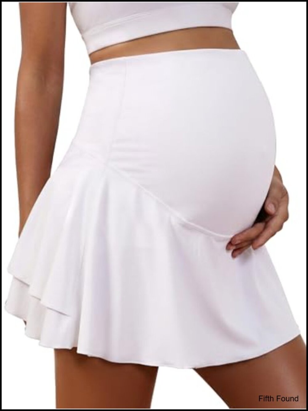 Maternity Tennis Skirt High Waisted Athletic Skort Built-In Shorts Pockets